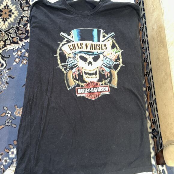 VTG Guns N Roses Harley Davidson Collab 2017 Tee Size XXXL Backhit - Picture 1 of 6